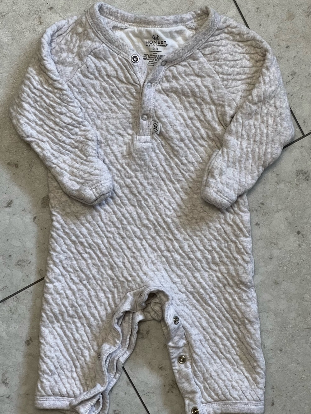 The Honest Company Quilted Light Gray Baby One-Piece
